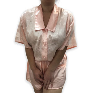 Vintage 80s Gold Label Victoria's Secret Silky Pajama Set Pink Medium Lingerie